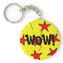 Retro Comix Stars "WOW!" Key Chain
