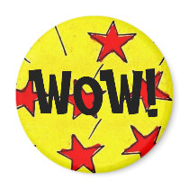Retro Comix Stars "WOW!" Refrigerator Magnet