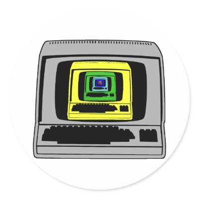 "Retro Computer Round Stickers by wildbarrier