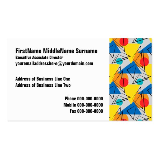 Retro Contemporary Geometric Colorful Pattern Business Card Templates