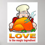 Retro Cooking Design.Love Is The Magic Ingredient. Poster