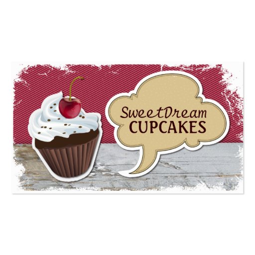 Retro Cool Cupcake Bakery Business Cards (front side)