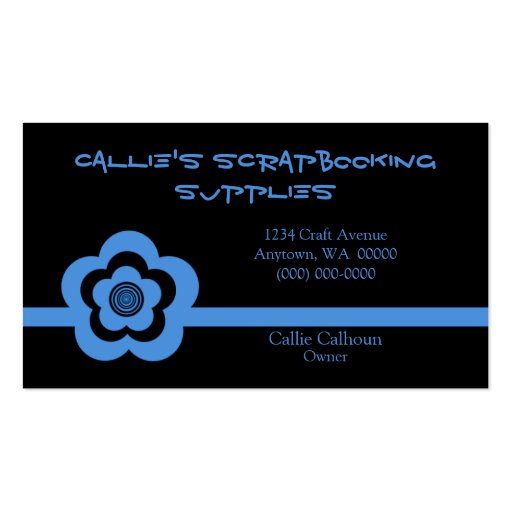 Retro Cool Flower Business Card, Light Blue