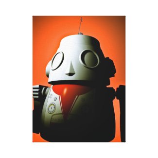 Retro Cropped Toy Robot 01 Stretched Canvas Print