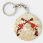 Retro Crossed Pistols Keychain