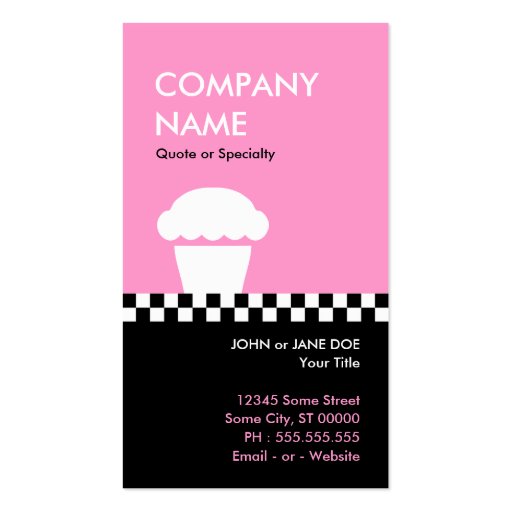 retro cupcake checkers business card templates (front side)