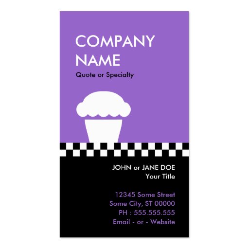 retro cupcake checkers punchcard business card templates (front side)