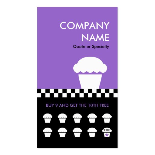 retro cupcake checkers punchcard business card templates (back side)