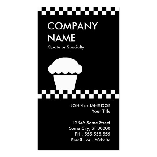 retro cupcake checkers punchcard business card template (back side)