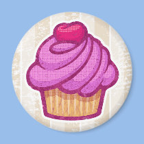 Retro Cupcake Magnet in Pink magnets