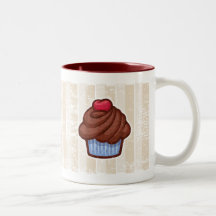 Retro Cupcake Wrap Around Mug in Blue & Choc