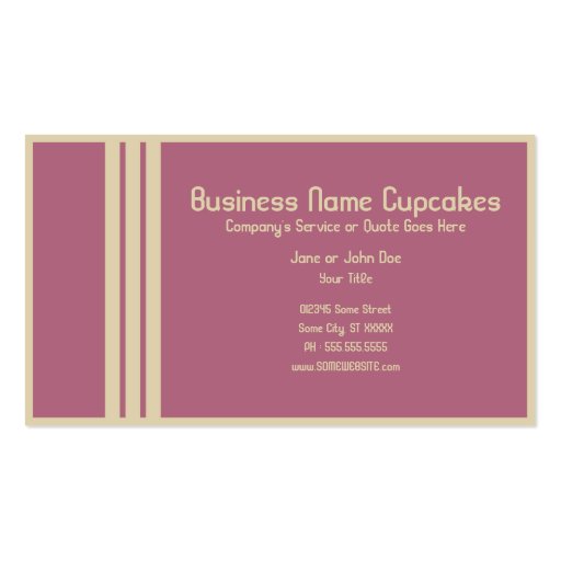 retro cupcakes business card template (back side)