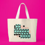 Retro Curved Lines Squares and Circles Canvas Bag