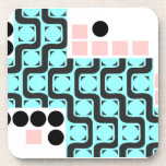 Retro Curved Lines Squares and Circles Coasters