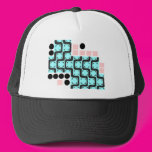 Retro Curved Lines Squares and Circles Trucker Hat