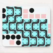 Retro Curved Lines Squares and Circles Mousepad
