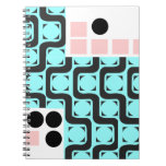 Retro Curved Lines Squares and Circles Notebook