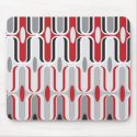 Retro Curves Red and Black Mousepad