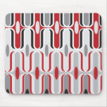 Retro Curves Red and Black Mousepad