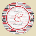 Retro Curves Red and Black Thank You Seal Sticker