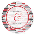 Retro Curves Red and Black Thank You Seal Sticker