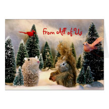 Retro Cute Critters Holiday card