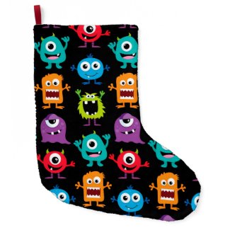 Retro Cute Monster Pattern Large Christmas Stocking