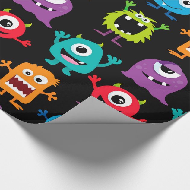 Retro Cute Monster Pattern Wrapping Paper 4/4