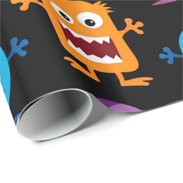 Retro Cute Monster Pattern Wrapping Paper 3/4