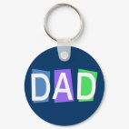 Retro Dad Round Keychain
