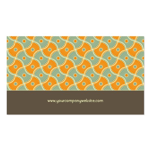 Retro!Dahlia Brown, Orange and Aqua Business Card (back side)