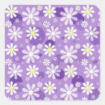 Retro Daisies and Purple Polka Dots Sticker