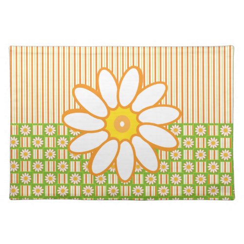 Retro Daisies Spring Picnic Green and Yellow mojo_placemat