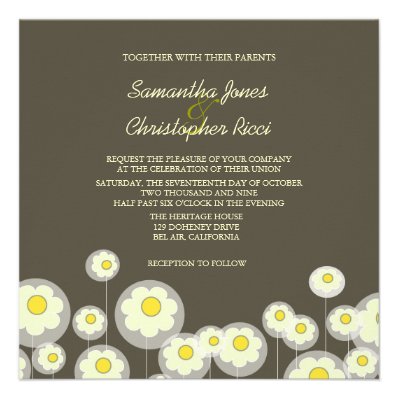 Retro Daisies Wedding Invitations/diy color