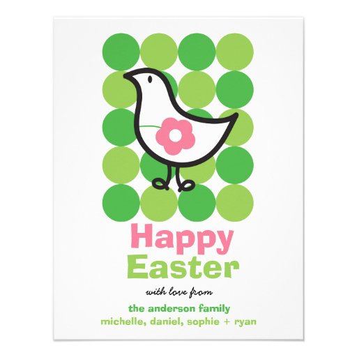 Retro Daisy Baby Chick Bird Cute Whimsical Easter Personalized Invitation (front side)