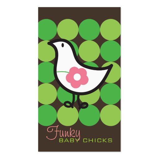 Retro Daisy Baby Chick Bird Whimsical Cute Dots Business Card Template (front side)