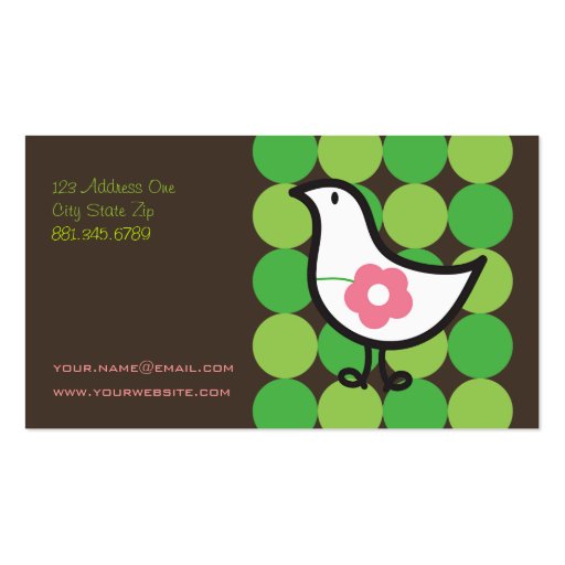 Retro Daisy Baby Chick Bird Whimsical Cute Dots Business Card Templates (back side)