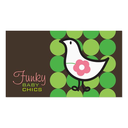 Retro Daisy Baby Chick Bird Whimsical Cute Dots Business Card Templates (front side)