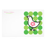 Retro Daisy Baby Chick Bird Whimsical Cute Dots Stationery Design