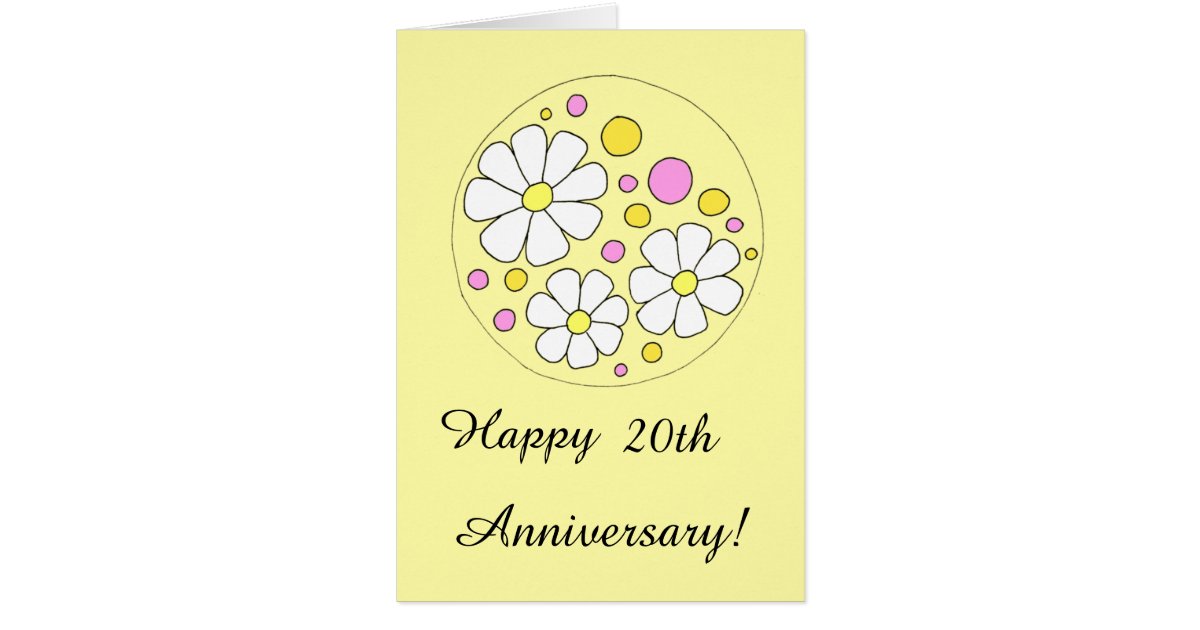 Retro Daisy Flowers Happy 20th Anniversary Card Zazzle