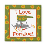Retro Daisy Fondue Pot I Love Fondue Magnets