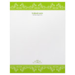 Retro Damask Filigree Elegant Lime Green Custom Letterhead