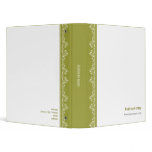 Retro Damask Filigree Elegant Olive Green 3 Ring Binder