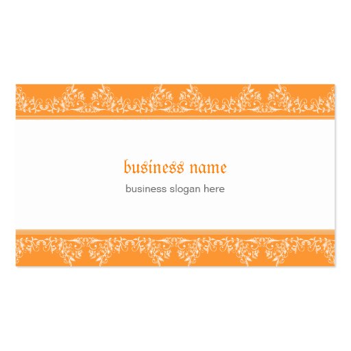 Retro Damask Filigree Elegant Orange Business Card Templates