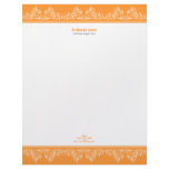 Retro Damask Filigree Elegant Orange Letterhead Template