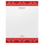 Retro Damask Filigree Elegant Red Letterhead Design
