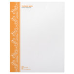 Retro Damask Filigree Side Elegant Orange Personalized Letterhead