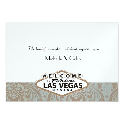 Retro Damask Floral Las Vegas Wedding RSVP Custom Invite