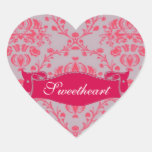 Retro Damask Pink on Grey Monogram stickers