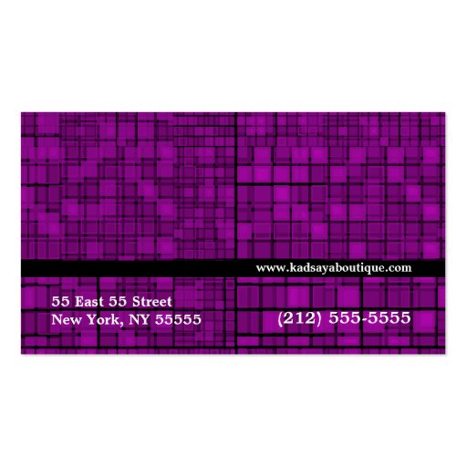 Retro Dark Purple Mosaic Boutique Business Card (back side)